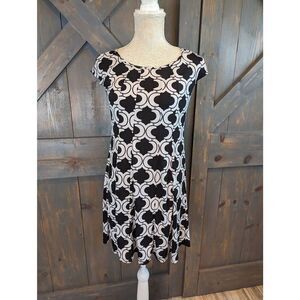 RN Studio Ronni Nicole PXS Womens Mini Dress Black White Cap Sleeves Stretch